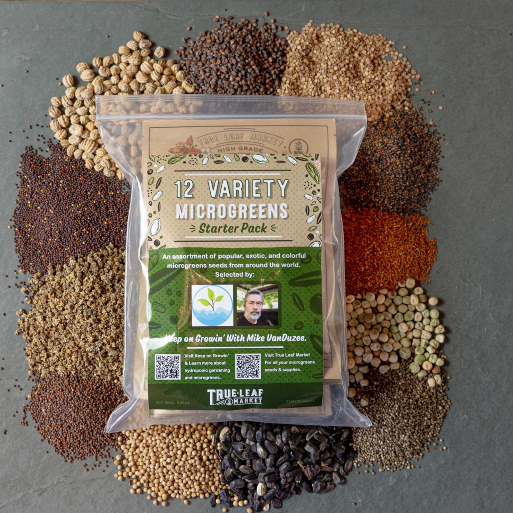 12 Variety Pack Microgreens Seeds Kit - Includes Broccoli, Purple Radish, Spicy Salad Mix, Beet, Nasturtium, Cilantro, Sunflower